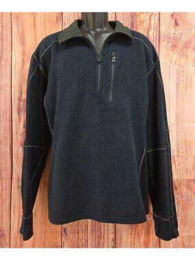 Kühl Mens XXL Navy Blue Fleece Pullover Sweater With Quarter-Zip & Chest Pocket